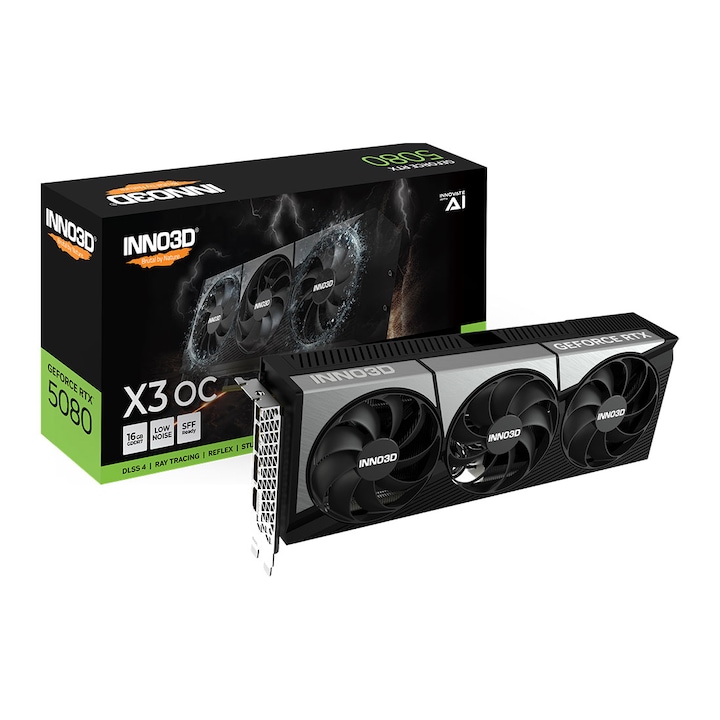 Placa video Inno3D GeForce RTX 5080 16GB X3 OC GDDR7 256-bit DLSS 4.0