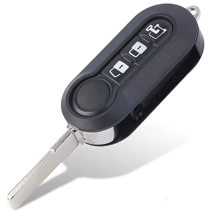 Techstar autókulcs tok 3 gombbal, kompatibilis Fiat Autoutilitara, Fiat Ducato, Fiat 500, Citroen Jumper, Peugeot Boxer, Dodge Ram modellekkel, SIP22 lamellával