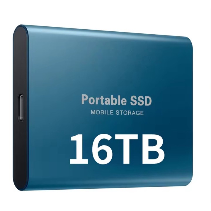 Външен SSD твърд диск, алуминий, TB51, преносим, USB 3.0, 16TB, син