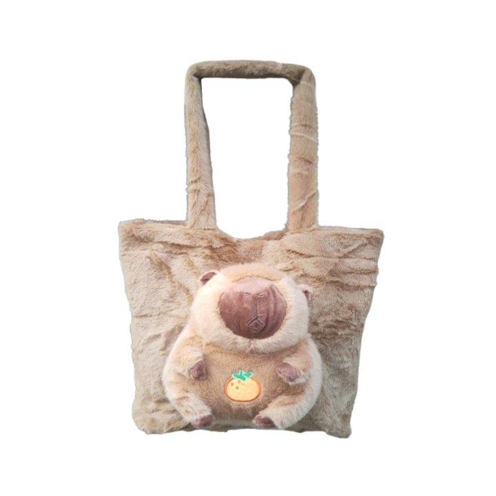 VICTINY ® capybara bolyhos táska barna, 25 x 25 cm