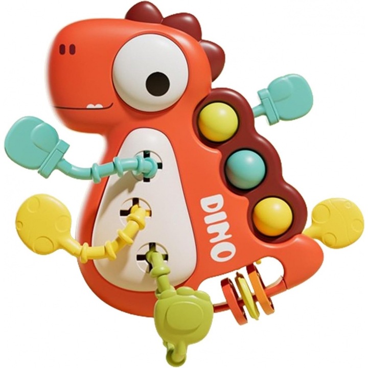 Jucarie senzoriala Montessori Dinozaur Rosu