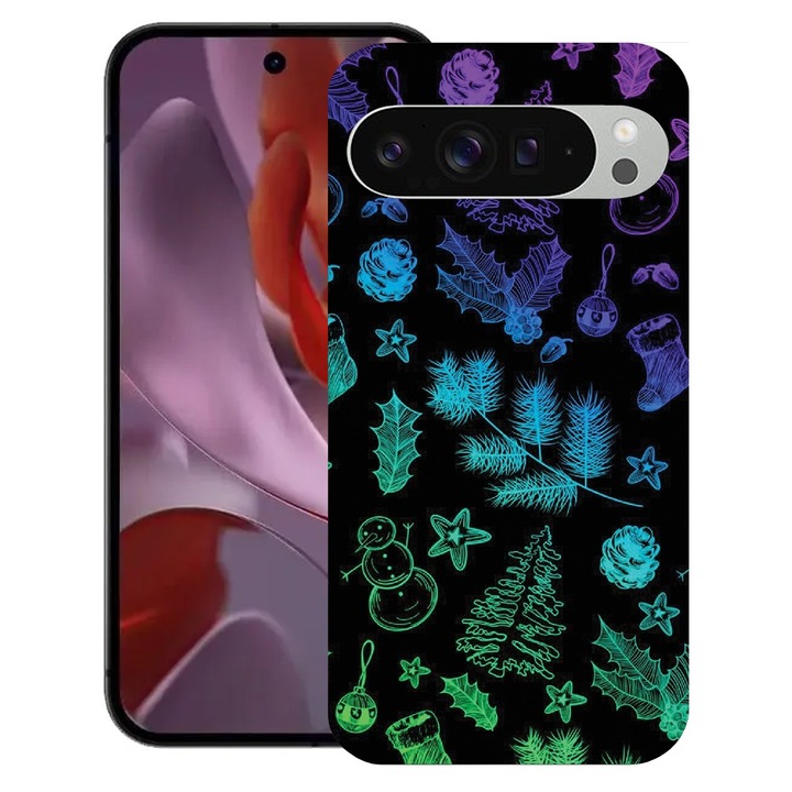 BestCase® Husa pentru Google Pixel 9 Pro XL, Xmas Pattern, Slim Silicon 0.8MM, Antisoc, Protectie camera si ecran, 1926334 B 1358