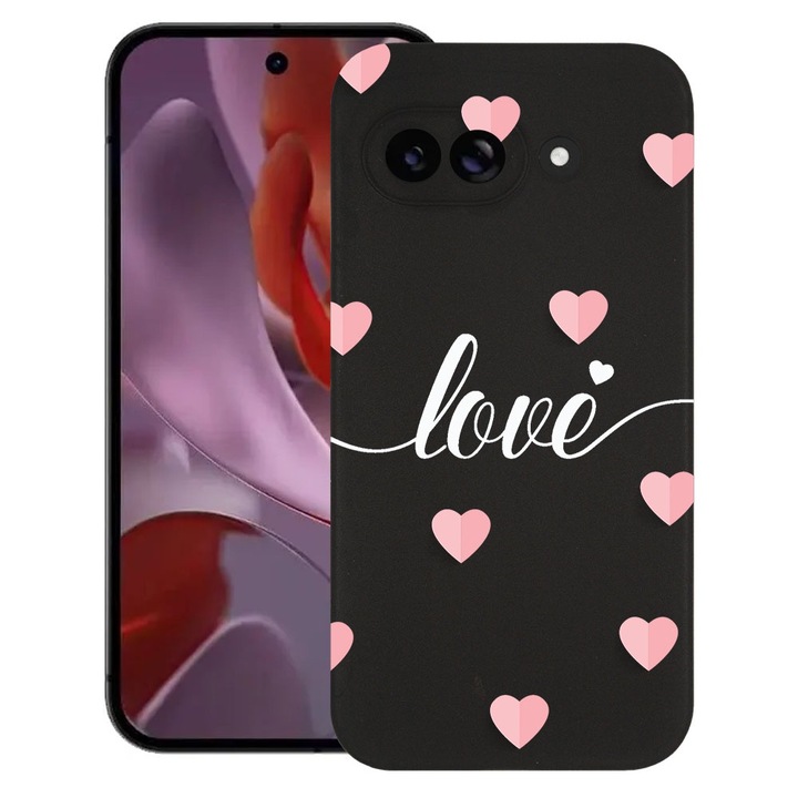 BestCase® Husa pentru Google Pixel 9a, Love Flying Hearts, Slim Silicon 0.8MM, Antisoc, Protectie camera si ecran, 1926335 B 85