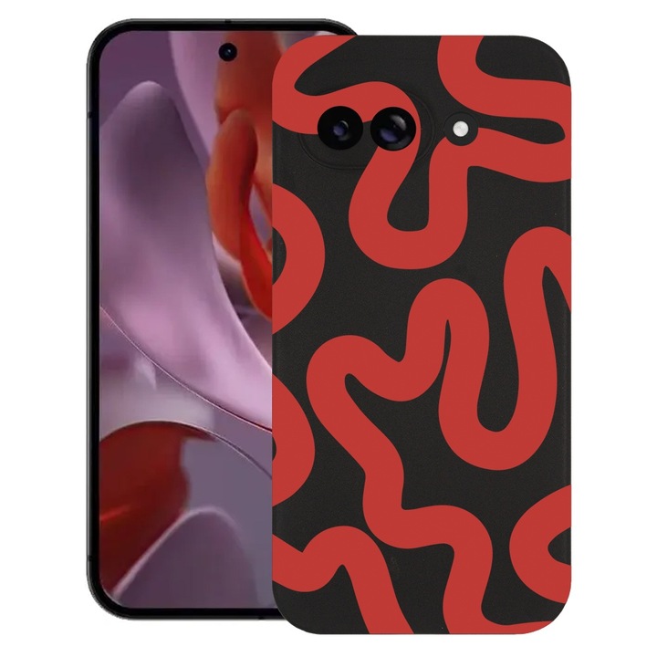 BestCase® Husa pentru Google Pixel 9a, Red Abstract Line, Slim Silicon 0.8MM, Antisoc, Protectie camera si ecran, 1926335 B 1476