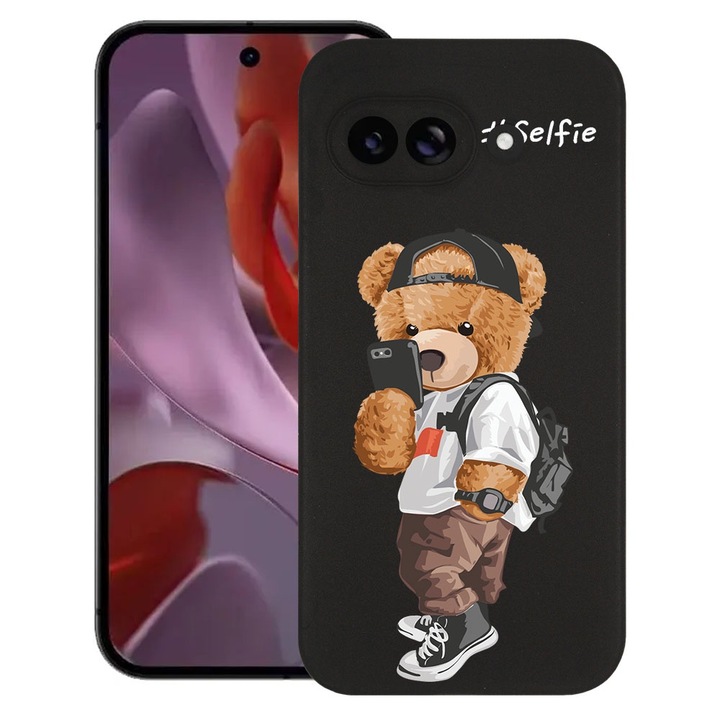 BestCase® Husa pentru Google Pixel 9a, Selfie Teddy Bear, Slim Silicon 0.8MM, Antisoc, Protectie camera si ecran, 1926335 B 925
