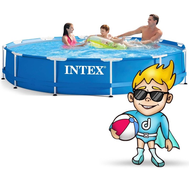 Надуваем басейн Intex, 366x76 см, с филтър, 6503 литра, син