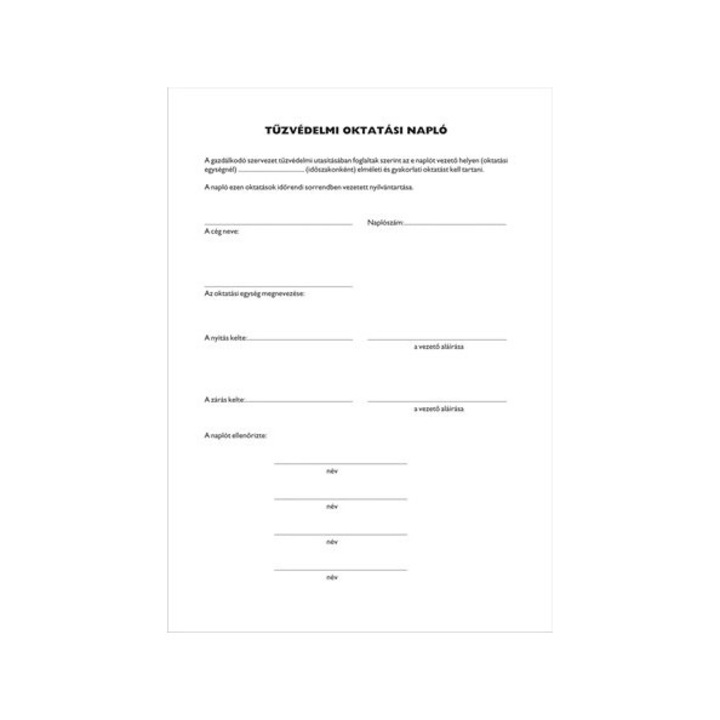 Формуляр, дневник за противопожарно обучение, 40 страници, A4, VICTORIA