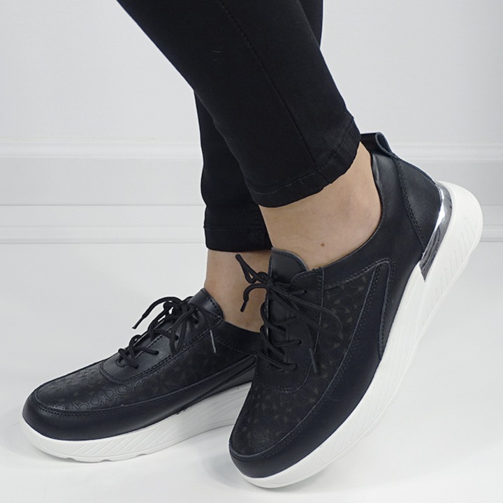 Черни маратонки от естествена кожа 5108 M7 16456, Черен