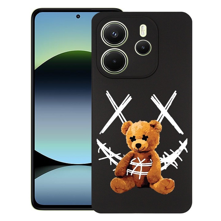 BestCase® Husa pentru Xiaomi Redmi Note 14, Teddy Bear Smile, Slim Silicon 0.8MM, Antisoc, Protectie camera si ecran, 1926342 B 982