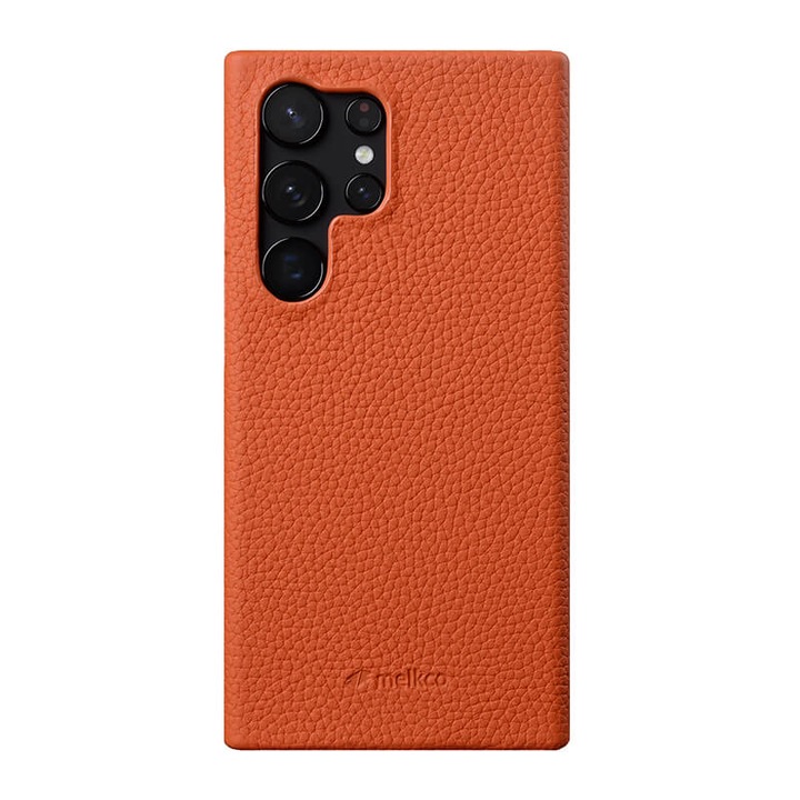 Кейс за Samsung S25 Ultra Melkco Luxury от естествена кожа, Back Snap, Premium Quality, Handmade, Orange