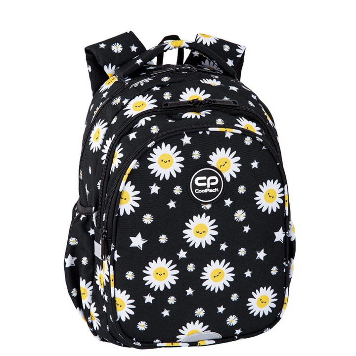 Coolpack iskolatáska, 3 rekeszes, vízálló, 39x28x15cm, fekete, színes mintával