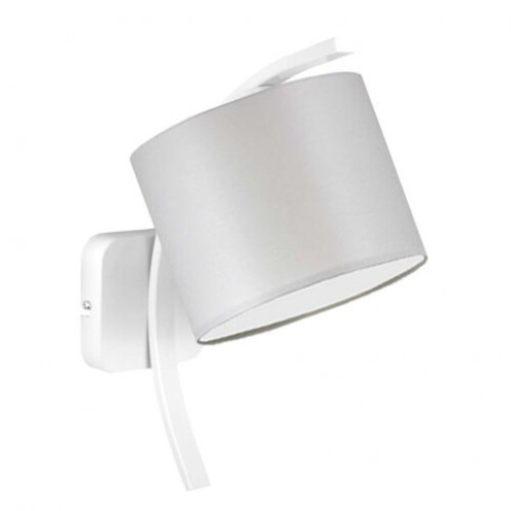 Aplica TEKSAS, Lysne, abajur textil, 1 sursa de lumina, alb, 33x17,5cm