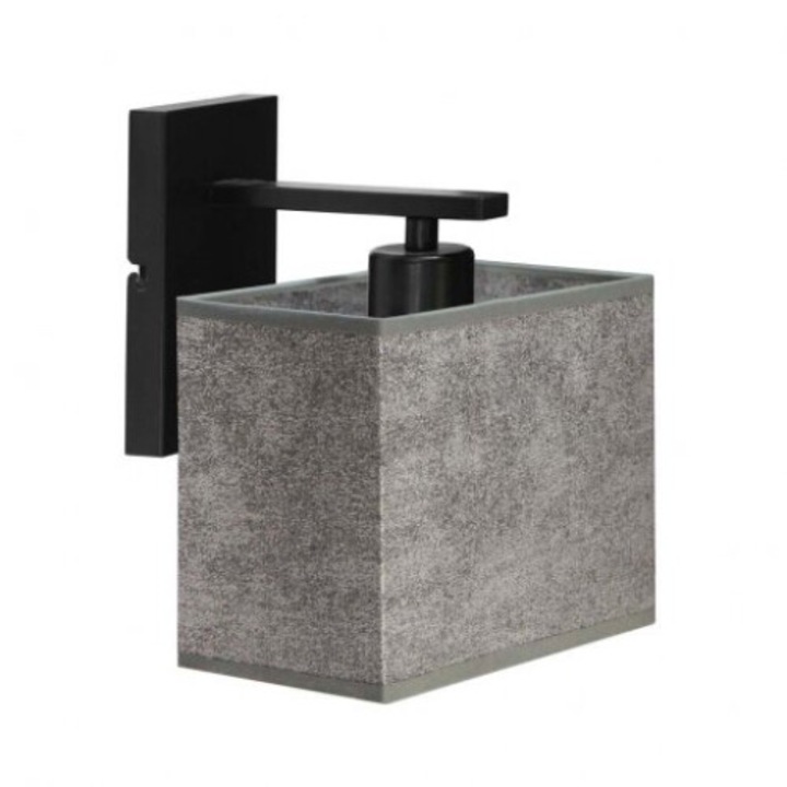 Модерна стенна лампа за хол MALTA, абажур меланжево сив, черна рамка 1000-387