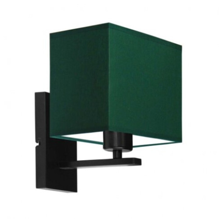 Стенна лампа MALAGA, Lysne, барел зелен абажур, черна конструкция, 23x20x18см