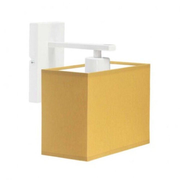 Стенна лампа Lysne MALTA, горчичен абажур, бяла конструкция, 23x20x18см