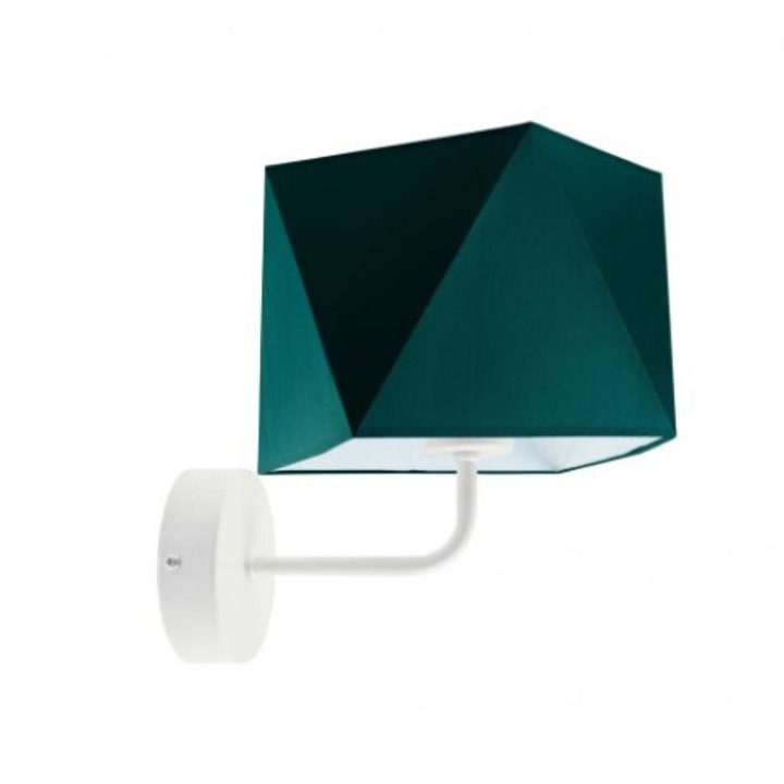 Модерна стенна лампа Lysne TURYN, барел зелен абажур, бяла конструкция, 1xE27, 26x25см