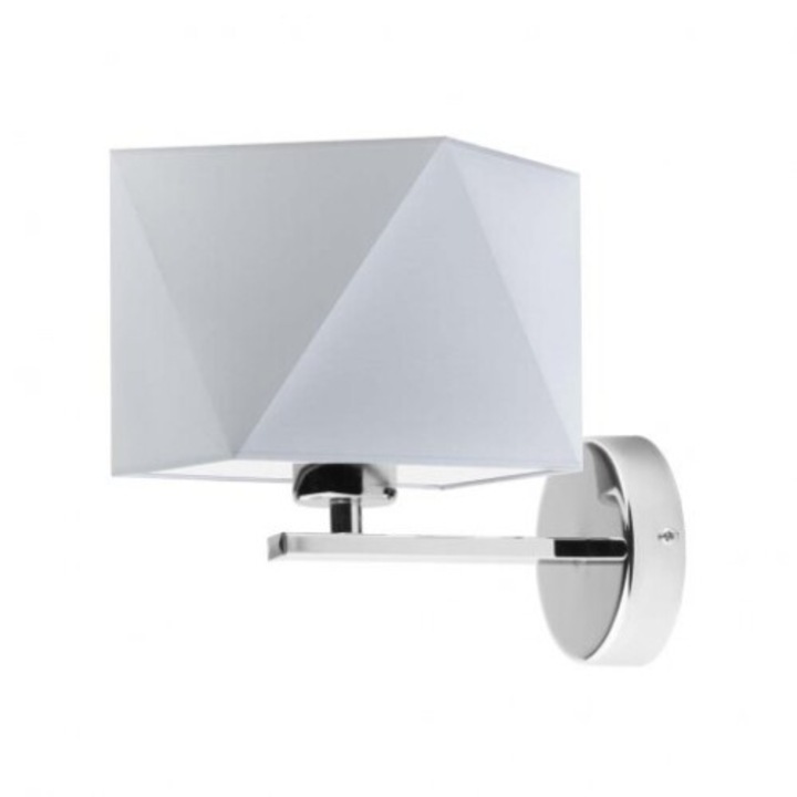 Сива LED лампа ORLANDO в скандинавски стил, светлосив абажур, хромирана рамка, 1000-768