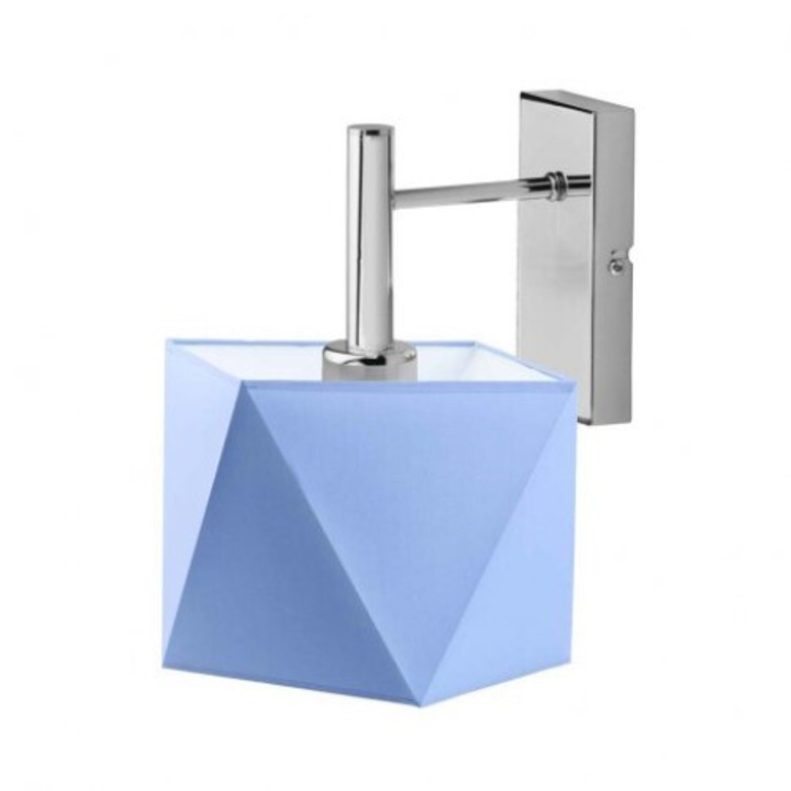 Lampa de perete LED de designer pentru sufragerie si dormitor KIOTO abajur albastru cadru cromat 1000-884