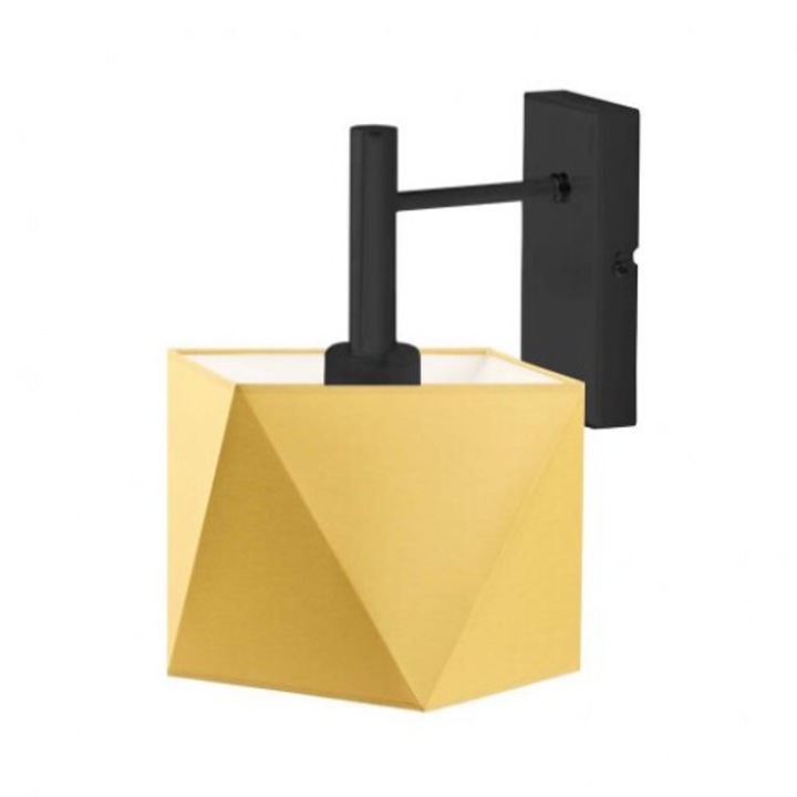 Modern fali lámpa Lysne KIOTO, mustáros lámpabúra, fekete szerkezet, 28x25cm, 1xE27, 60W