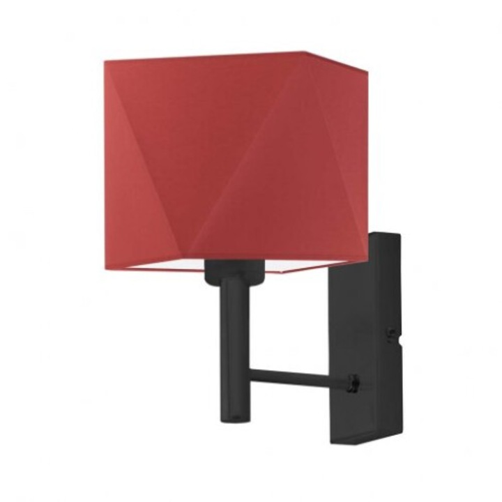 MEDAN tükör fali lámpa, piros lámpabúra, fekete keret, 1000-973
