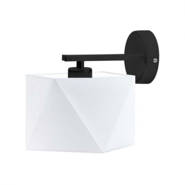 PATNA fali lámpa, Lysne, geometrikus lámpabúra, fekete fém, 16x16cm, 60W