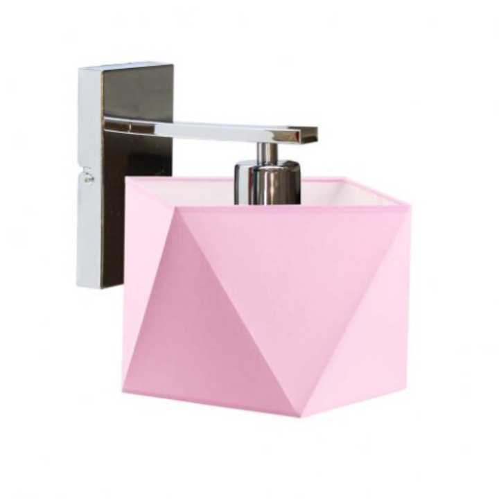 Kinkiet ODESSA, Lysne, metál, rózsaszín textil lámpabúra, 22x25cm