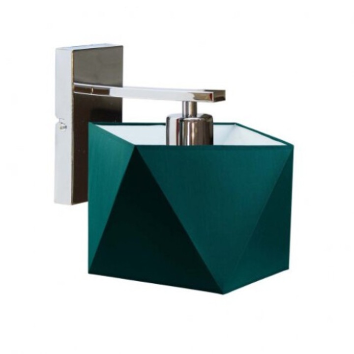 ODESSA fali lámpa, zöld üvegbúra, króm keret, 1000-1156