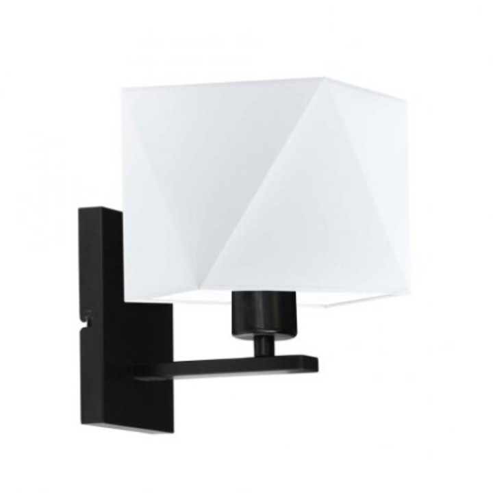 Kinkiet DALLAS, Lysne, abajur geometric, 16x16cm, 60W, alb/negru
