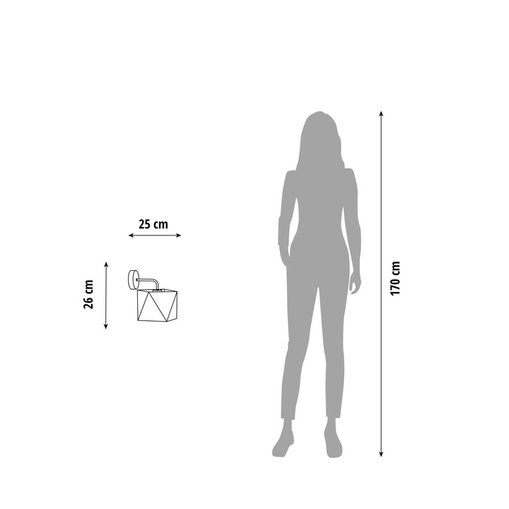 Lysne CEDAR fali lámpa, fekete lámpabúra, fekete fém szerkezet, 1xE27, 16x16x22,5cm