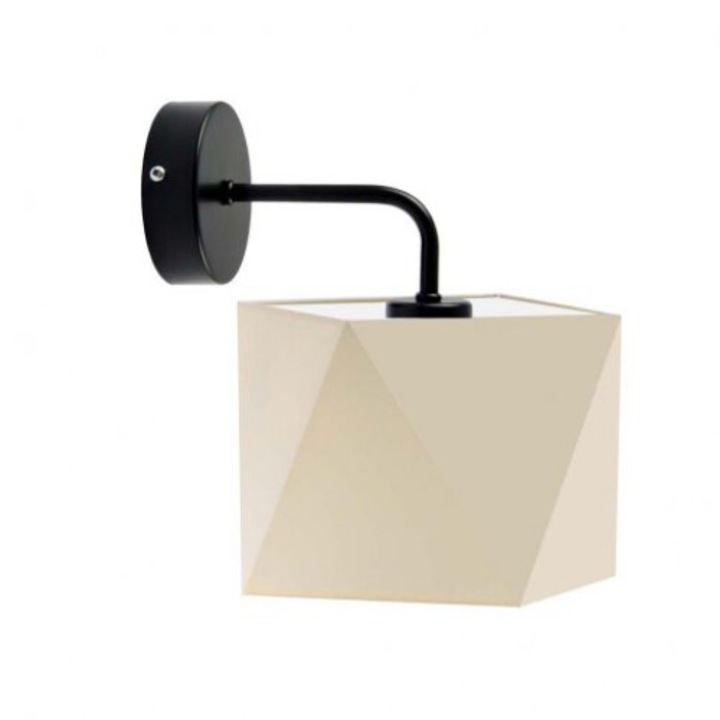 Kinkiet Lysne CEDAR, abajur ecru, structura metalica neagra, 1xE27, 26x25cm