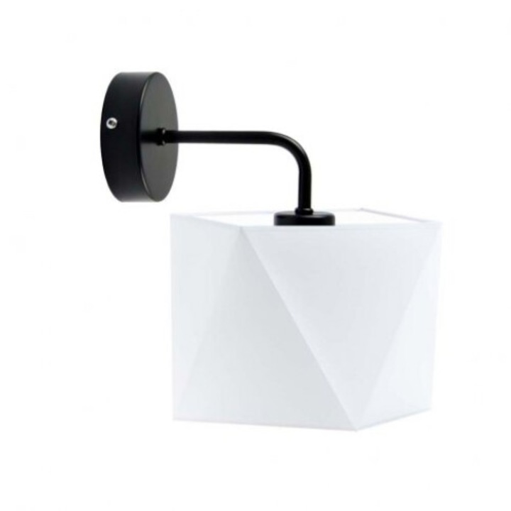 Aplica Lysne CEDAR, abajur alb, structura metalica neagra, 1xE27, 26x25cm