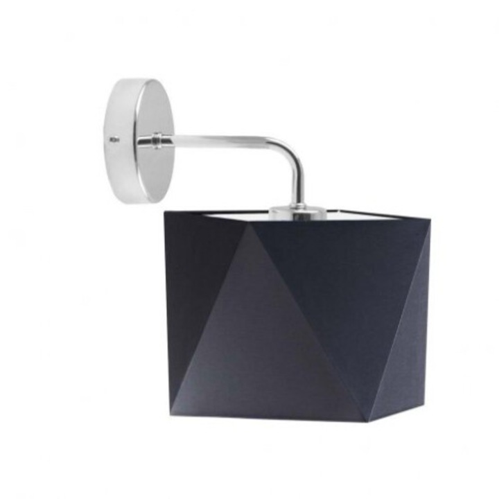 Aplica Lysne CEDAR, abajur negru, structura cromata, 1xE27, 26x25cm