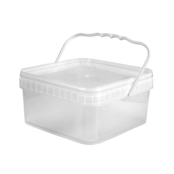 Pachet 2 X Galeata patrata din plastic cu capac sigilabil Clino 5L