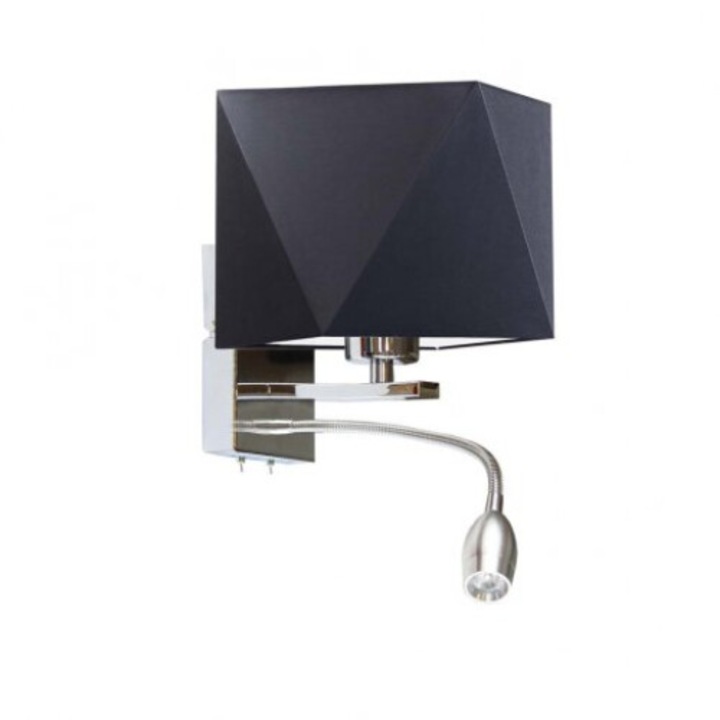 Lysne MESSA fali lámpa, 34cm, textil lámpabúra, fekete, 23x22,5cm