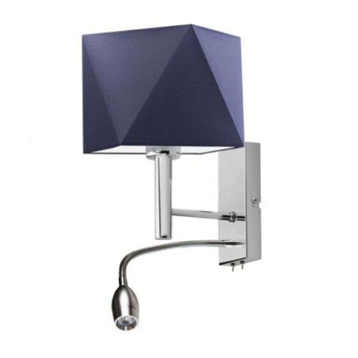 Lysne SALEM fali lámpa, sötétkék lámpabúra, fém szerkezet, 1xE27, 28x23cm