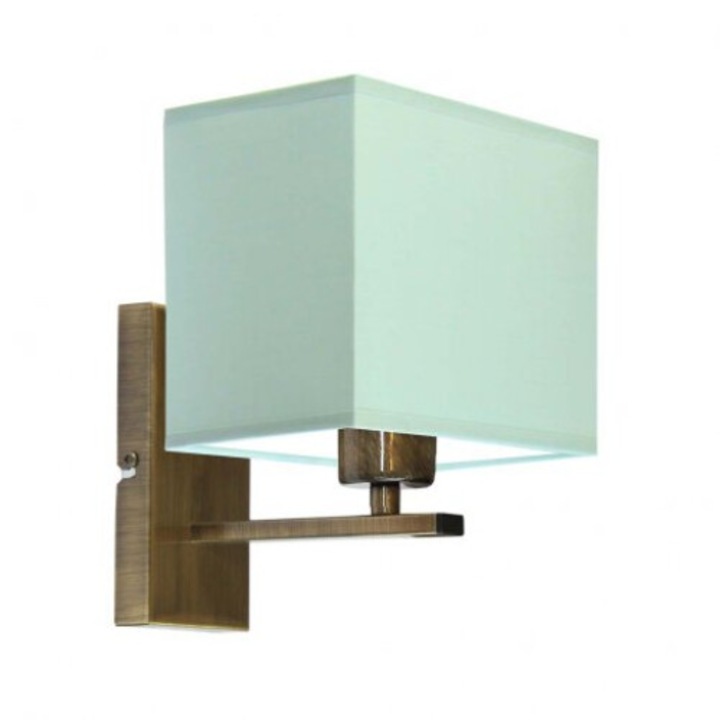 Стенна лампа MALAGA, Lysne, ментово зелен абажур, конструкция от старо злато, 1xE27, 23x20x18см