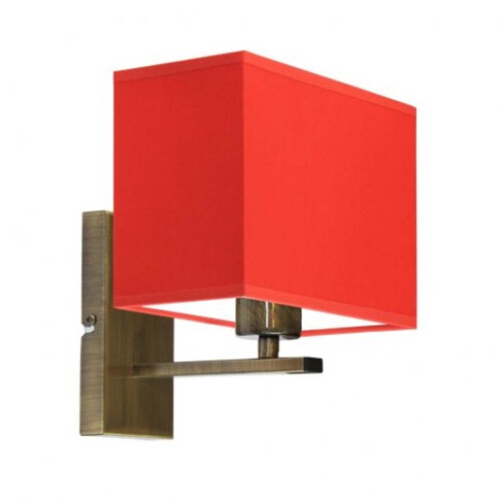 Стенна лампа MALAGA, Lysne, червен абажур, златна метална конструкция, 23x20x18см