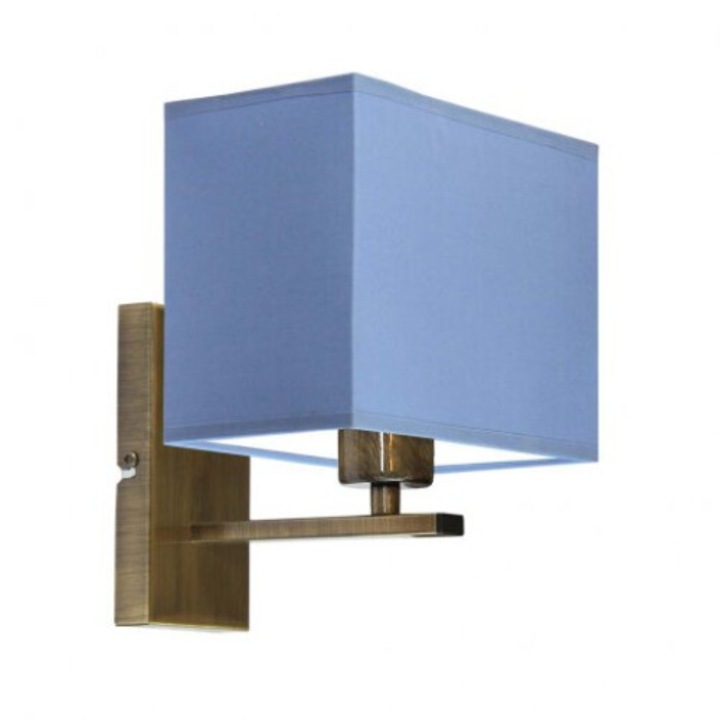 Стенна лампа MALAGA, Lysne, син абажур, златна метална конструкция, 23x20x18см