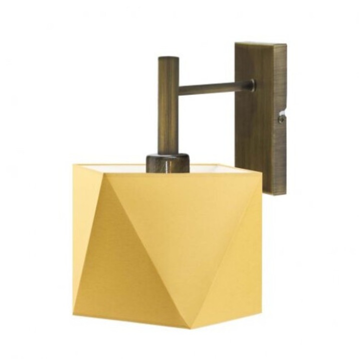 Стенна лампа KIOTO, Lysne, горчичен абажур, златен метал, 28x25см