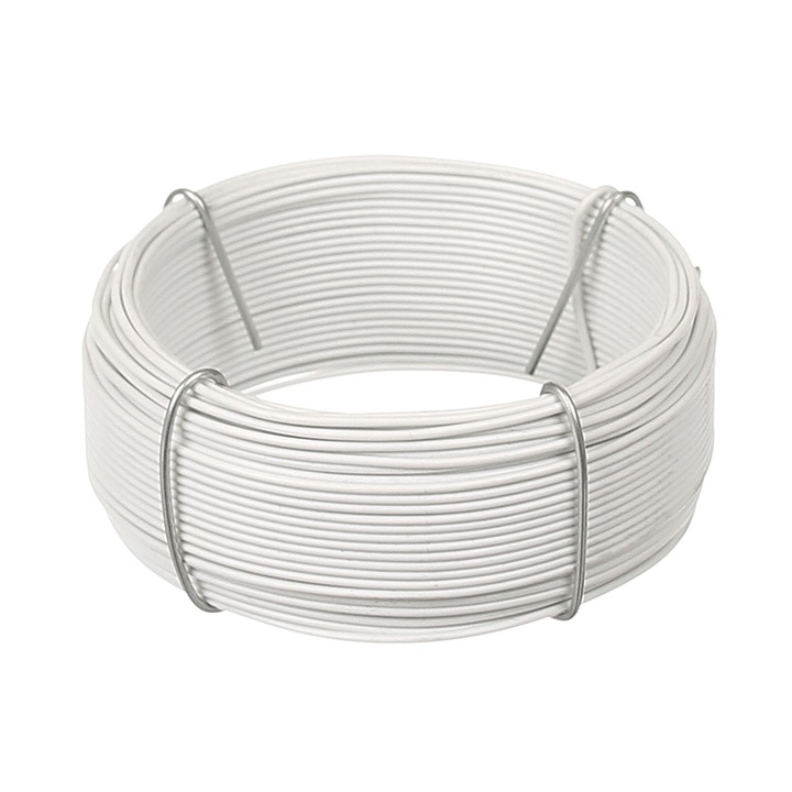 Стойки Стоманена тел с пластмасово покритие, Ø 1,4 mm x L 30 m, бяла
