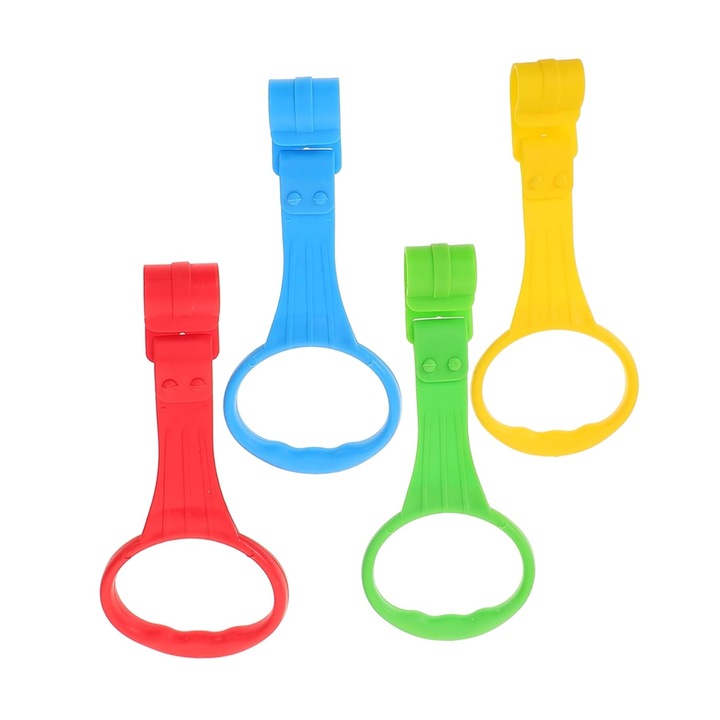 Комплект от 4 детски ринга за захващане и опора за кошара, креватче, център за дейности - първокласни силиконови аксесоари за детска площадка, многоцветни