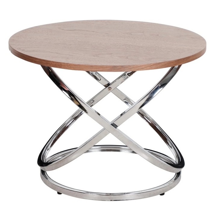 Masuta cafea Eos D, 60x45 cm, nuc/crom