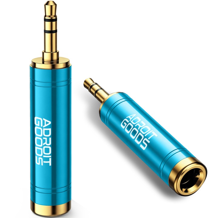 AdroitGoods 6,35 mm-es apa-3,5 mm-es női audio jack adapter - aranyozott - kék