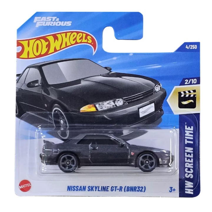 Masinuta Metalica Hot Wheels 2025 Nissan Skyline GT-R (BNR32), 1:64 Negru