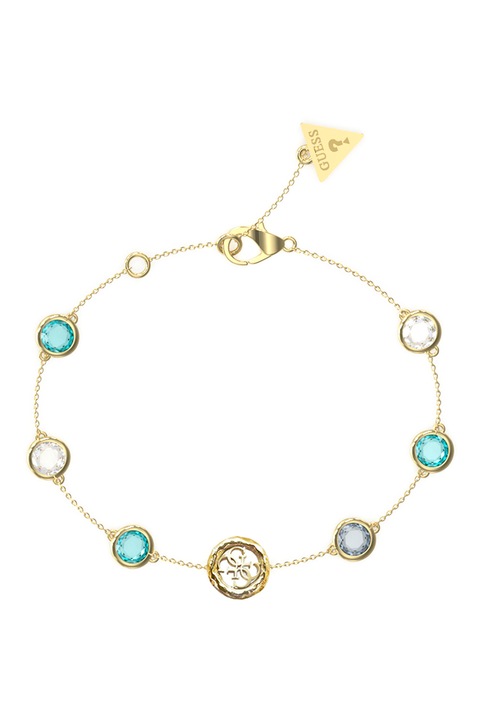 GUESS, Bratara din otel decorata cu cristale, Auriu, 14.6 CM