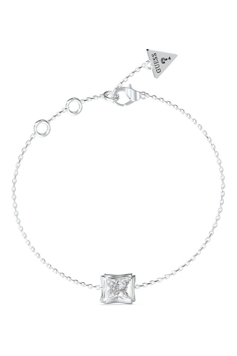GUESS, Bratara din otel inoxidabil decorata cu cristale, Argintiu, 14.6 CM