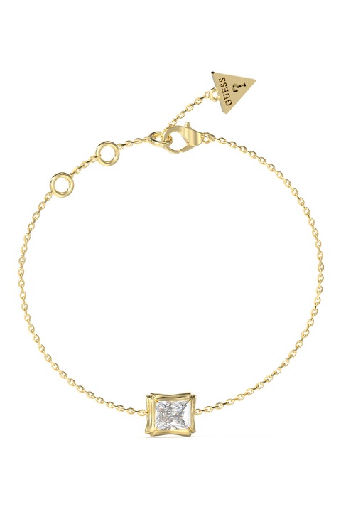 GUESS, Bratara din otel inoxidabil decorata cu cristale, Auriu, 14.6 CM