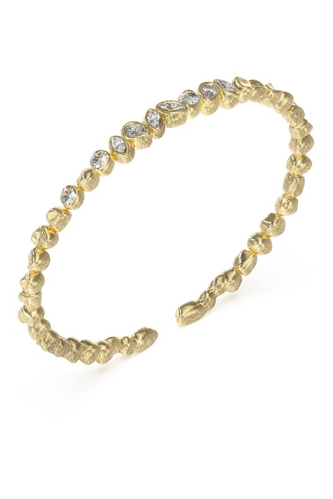 GUESS, Bratara din otel inoxidabil decorata cu cristale, Auriu, 15.9 CM