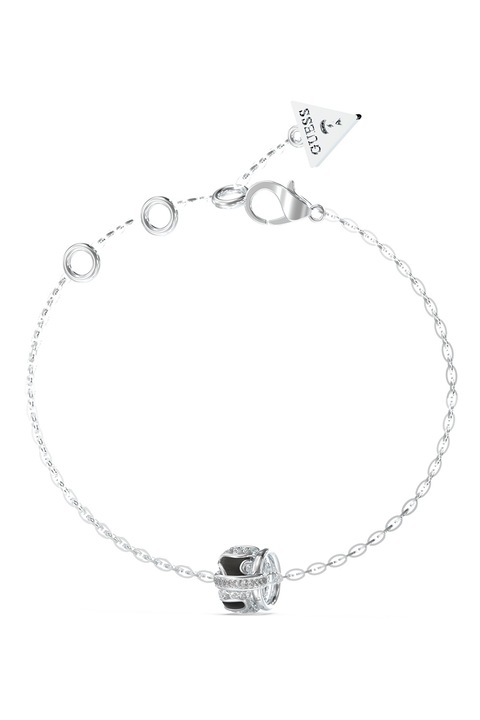 GUESS, Bratara din otel inoxidabil decorata cu cristale, Argintiu, 17 CM