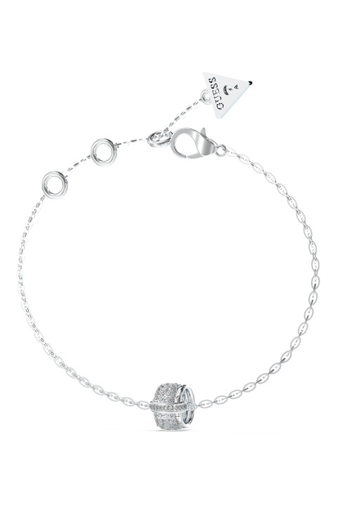 GUESS, Bratara din otel cu logo, Argintiu, 14.6 CM
